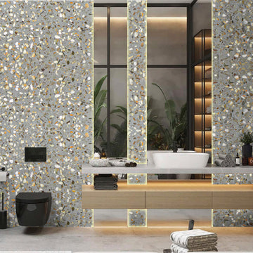 Bagno “Vetro” — Colore e materia in equilibrio