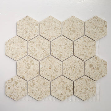 Honeycomb Beige Terrazzo Mosaic