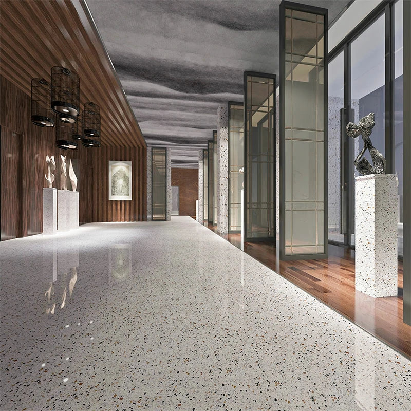 Piastrelle bianche grandi in terrazzo Spring Garden